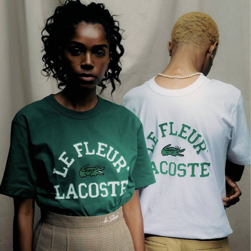 Women's Lacoste Lacoste x le FLEUR Jersey T-Shirt White | WHV304675