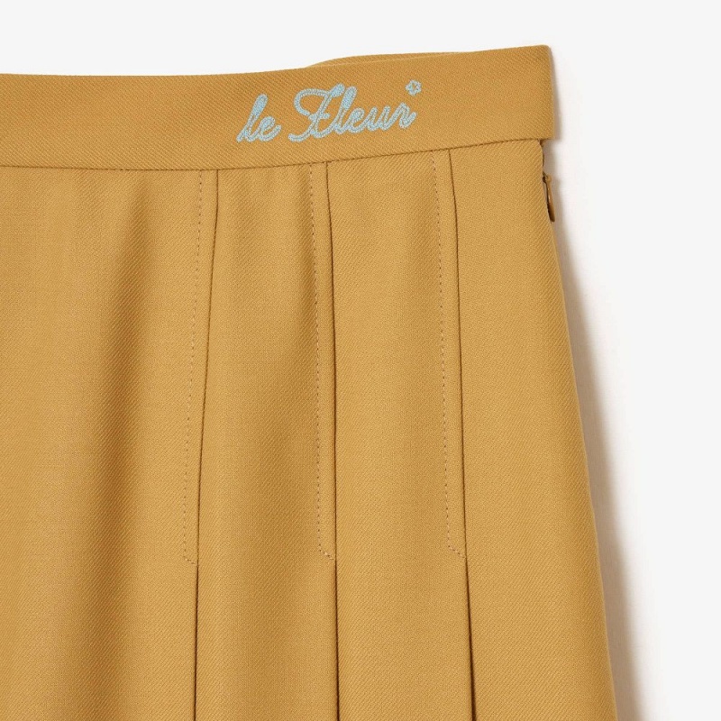 Women's Lacoste Lacoste x le FLEUR Pleated Midi Skirt Yellow | UOJ706429