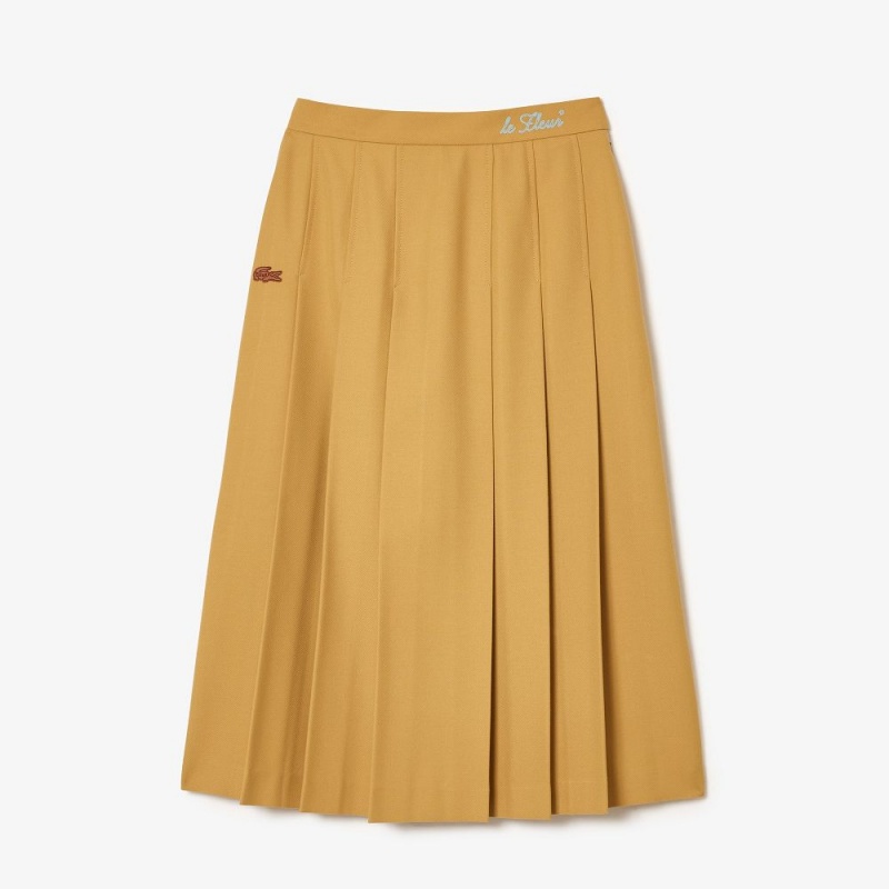 Women\'s Lacoste Lacoste x le FLEUR Pleated Midi Skirt Yellow | UOJ706429