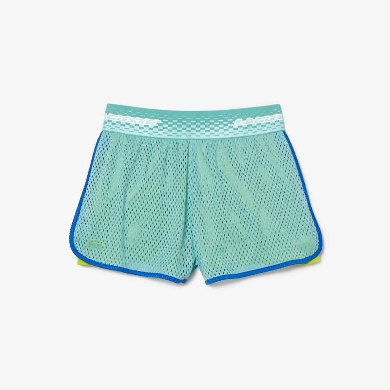 Women's Lacoste Lined Tennis Ultra-Dry Shorts Green Yellow | RYU015486