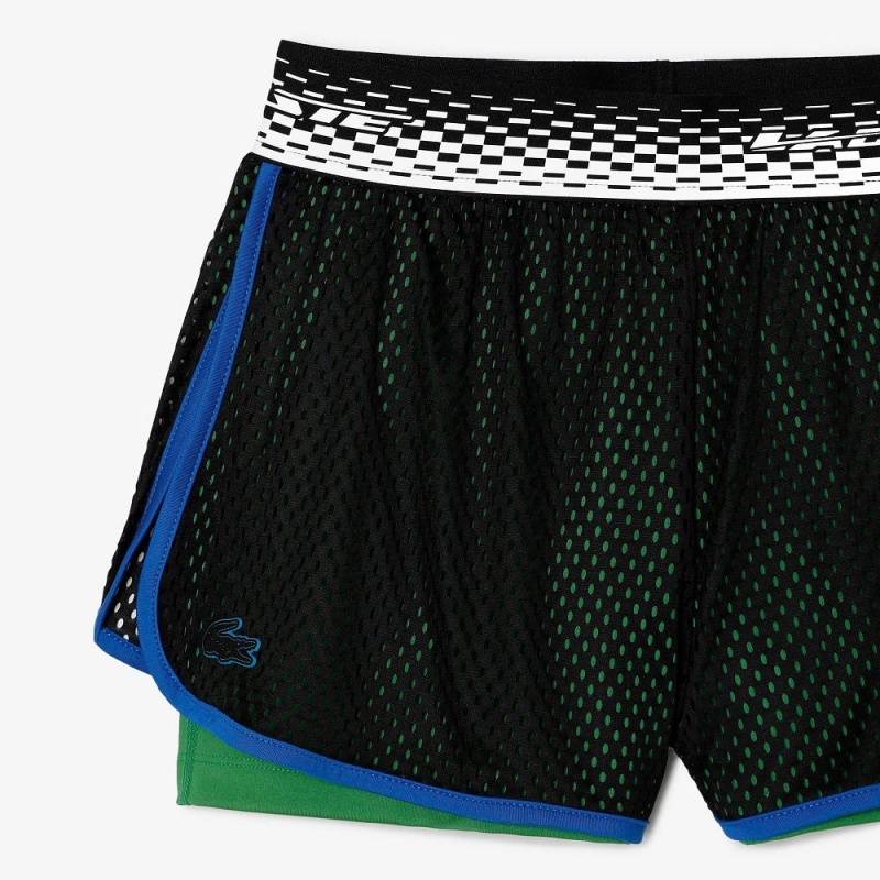 Women's Lacoste Lined Tennis Ultra-Dry Shorts Black Green | FMQ862193