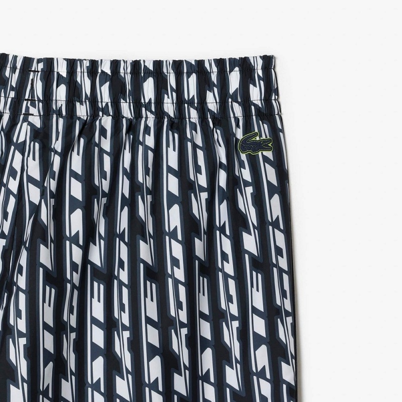 Women's Lacoste Logo Print Joggers Black Blue White | VGP298063