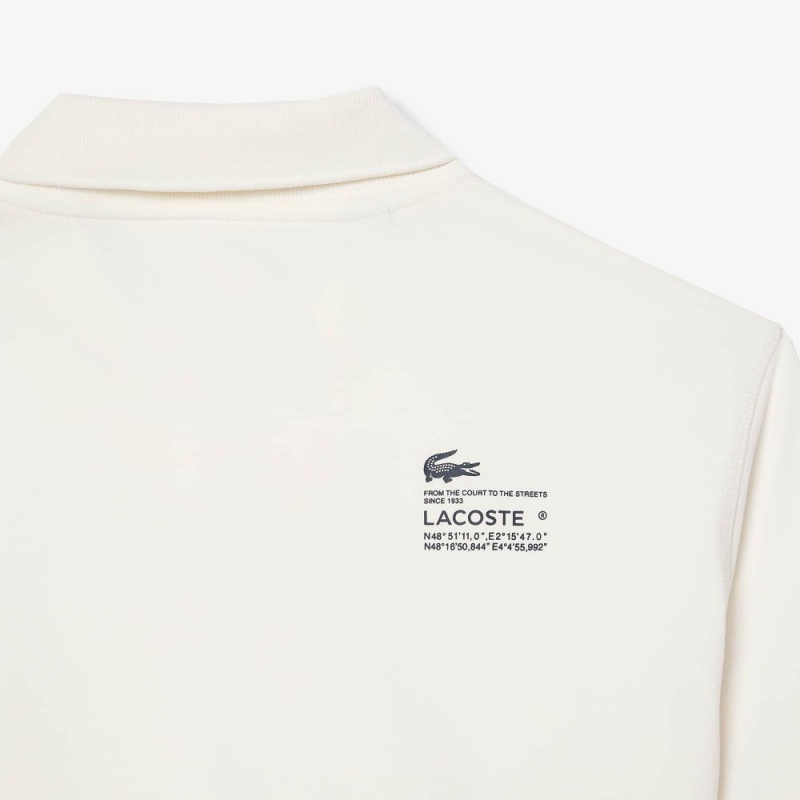 Women's Lacoste Long Sleeve Zip-Up Bodysuit Polo Shirts White | JGL875634