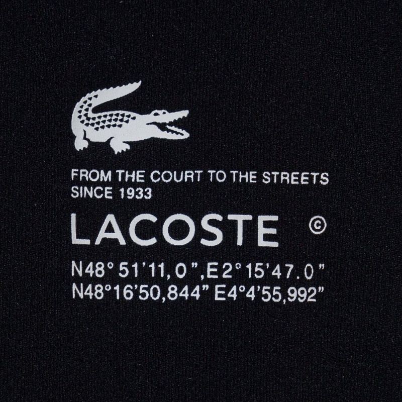 Women's Lacoste Long Sleeve Zip-Up Bodysuit Polo Shirts Black | TWQ259640