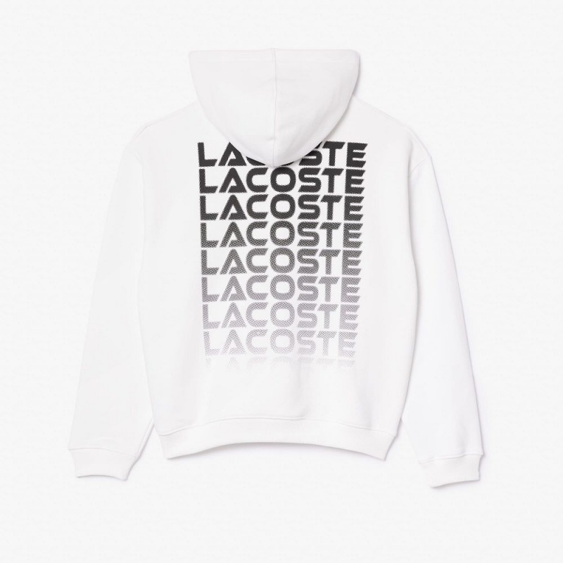 Women's Lacoste Loose Fit Branded Hoodie White | MHZ309582