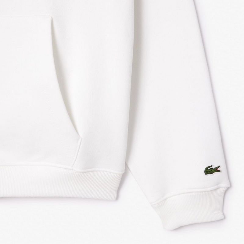 Women's Lacoste Loose Fit Branded Hoodie White | MHZ309582