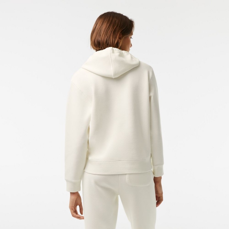 Women's Lacoste Loose Fit Cotton Blend Hoodie White | LYJ401329