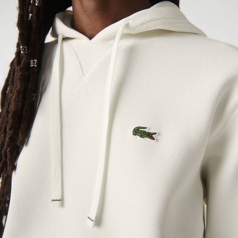 Women's Lacoste Loose Fit Cotton Blend Hoodie White | LYJ401329