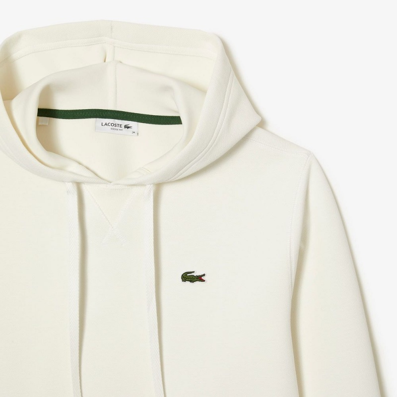 Women's Lacoste Loose Fit Cotton Blend Hoodie White | LYJ401329