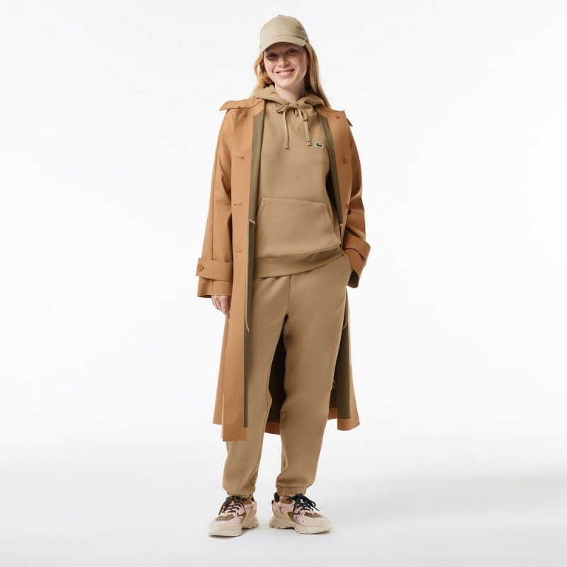 Women's Lacoste Loose Fit Cotton Blend Hoodie Beige | BIA752841