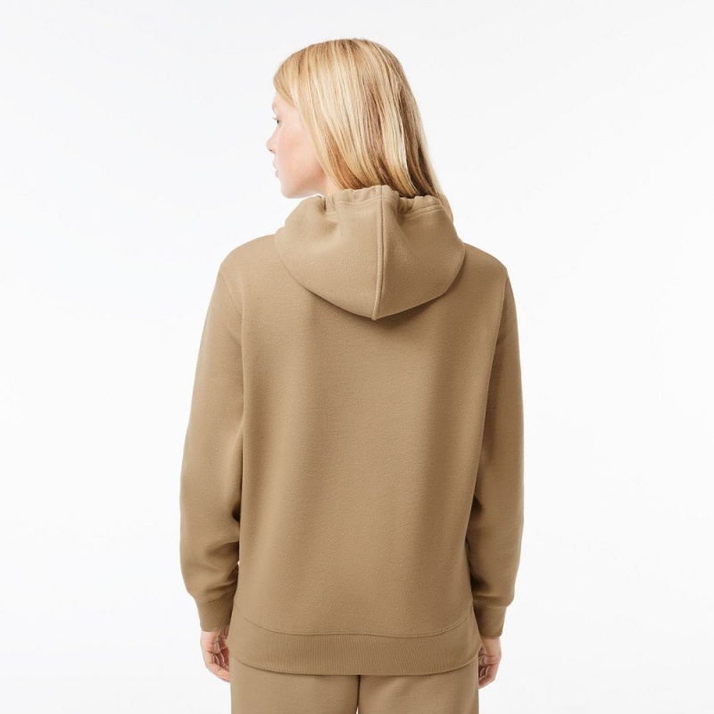 Women's Lacoste Loose Fit Cotton Blend Hoodie Beige | BIA752841