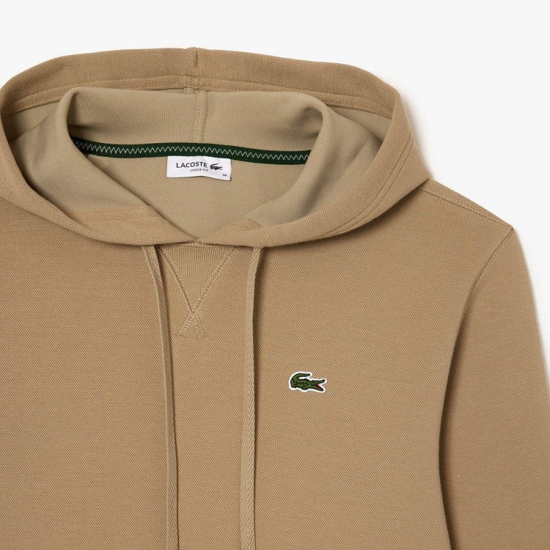 Women's Lacoste Loose Fit Cotton Blend Hoodie Beige | BIA752841