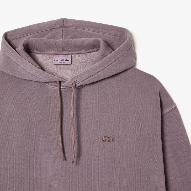 Women's Lacoste Loose Fit Cotton Fleece Hoodie Purple | RSV721065