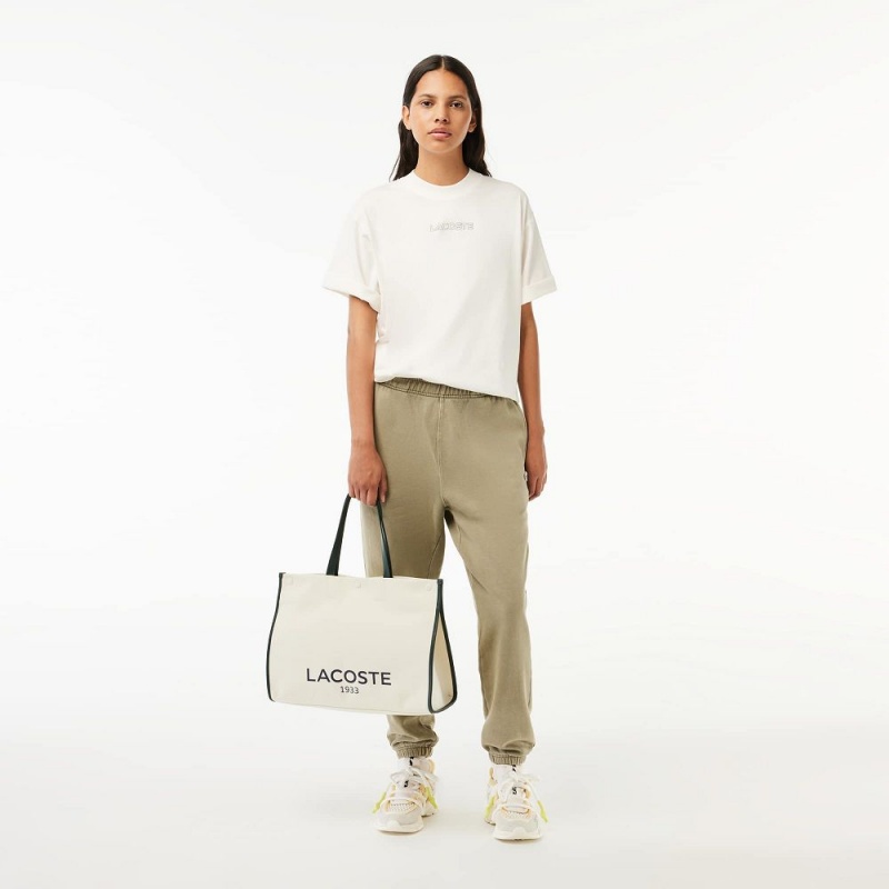 Women's Lacoste Loose Fit Cotton Jersey T-Shirt White | XPY374865