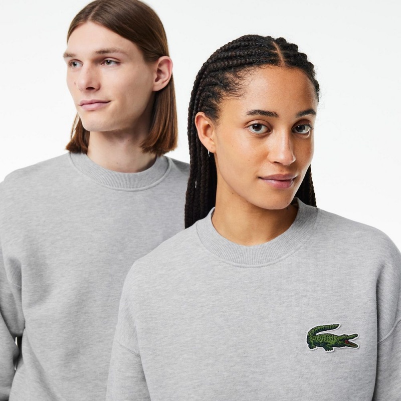 Women's Lacoste Loose Fit Crocodile Badge Sweatshirt Grey Chine | JCY180369