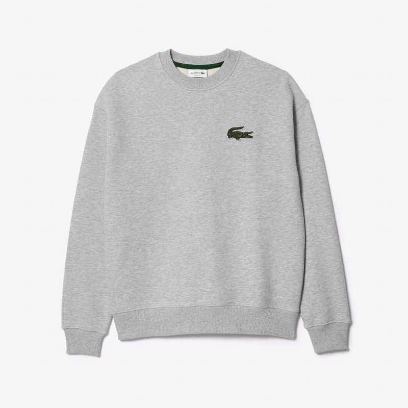 Women's Lacoste Loose Fit Crocodile Badge Sweatshirt Grey Chine | JCY180369