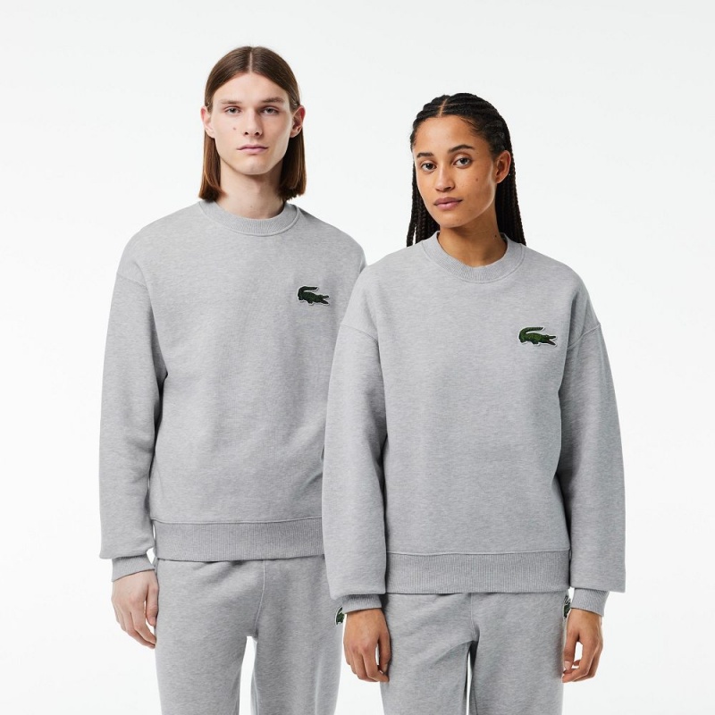 Women\'s Lacoste Loose Fit Crocodile Badge Sweatshirt Grey Chine | JCY180369