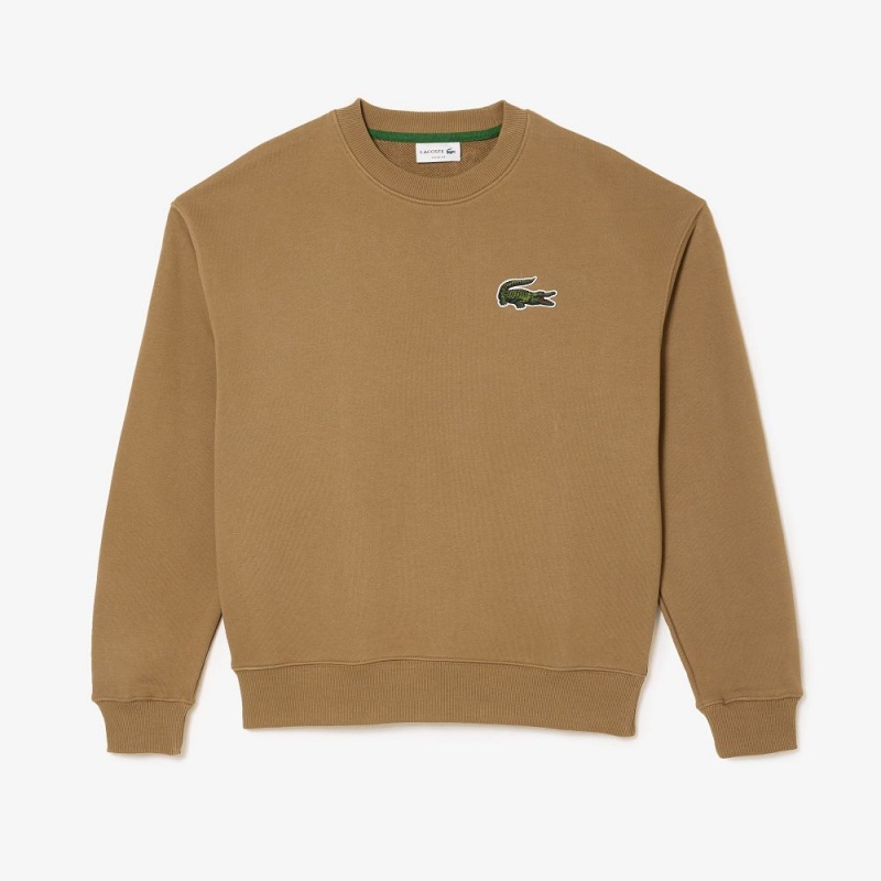 Women's Lacoste Loose Fit Crocodile Badge Sweatshirt Brown | HWE510728