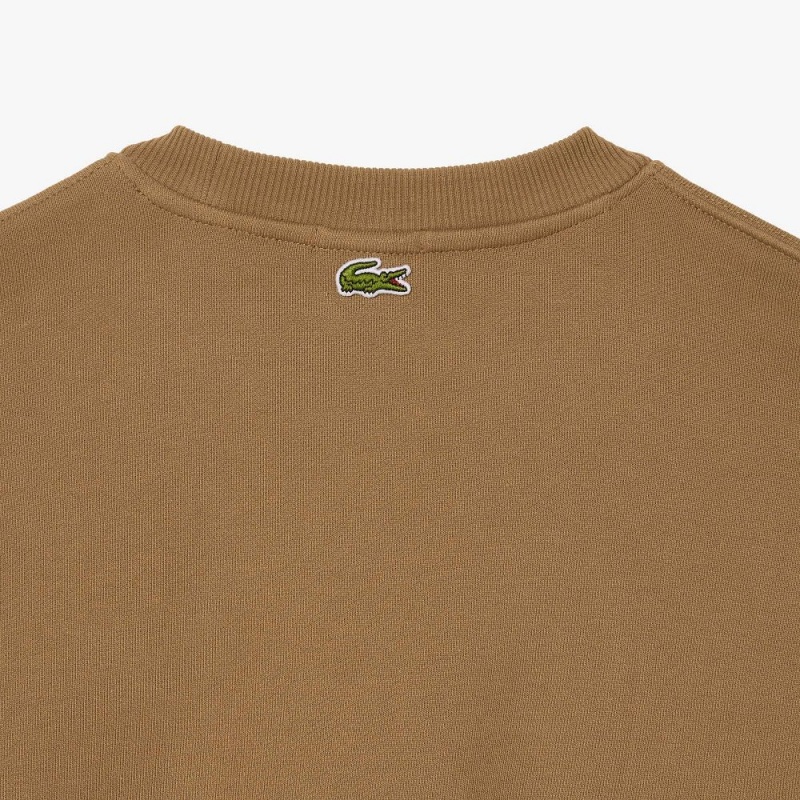 Women's Lacoste Loose Fit Crocodile Badge Sweatshirt Brown | HWE510728