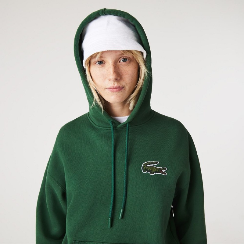 Women's Lacoste Loose Fit Hoodie Pine green | MIR531276