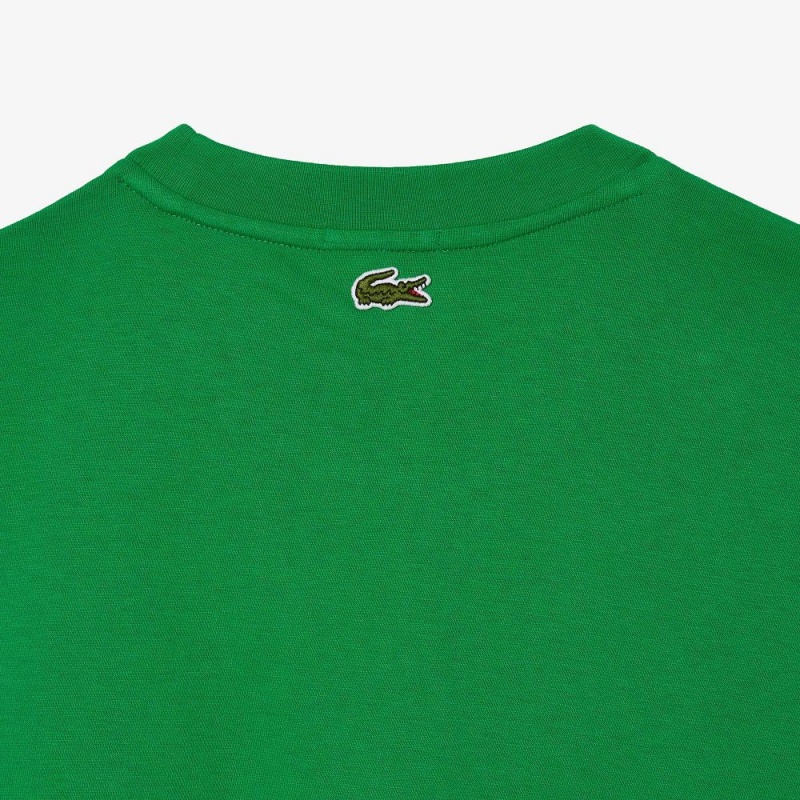 Women's Lacoste Loose Fit Large Croc Organic Heavy Cotton T-Shirt Green | NTK932740