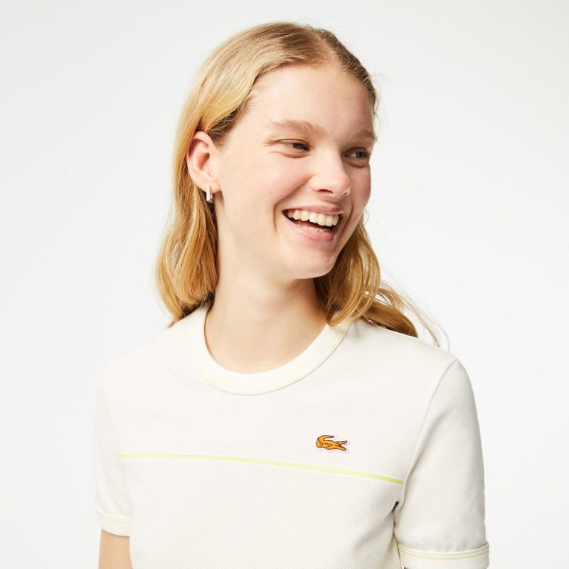 Women's Lacoste Made In France Organic Cotton Piqué T-Shirt White | FGT542830