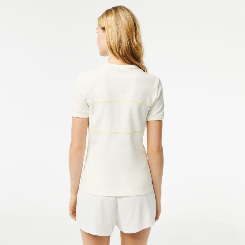 Women's Lacoste Made In France Organic Cotton Piqué T-Shirt White | FGT542830