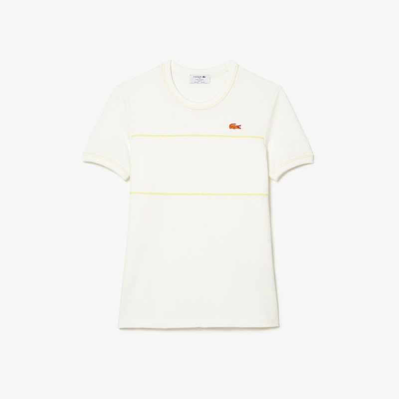 Women's Lacoste Made In France Organic Cotton Piqué T-Shirt White | FGT542830