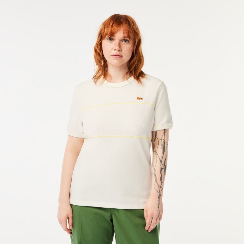 Women's Lacoste Made In France Organic Cotton Piqué T-Shirt White | FGT542830