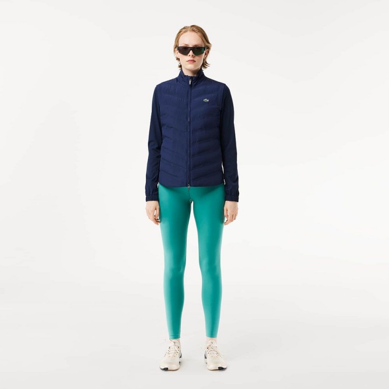 Women's Lacoste Mini Pocket Printed Sport Leggings Blue | GTO039657