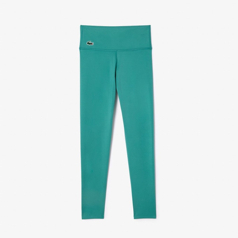 Women's Lacoste Mini Pocket Printed Sport Leggings Blue | GTO039657