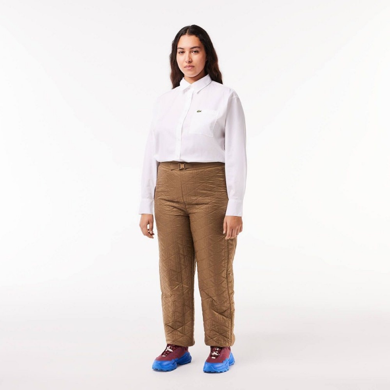 Women's Lacoste Monogram Motif Sweatpants Brown | RUS701659