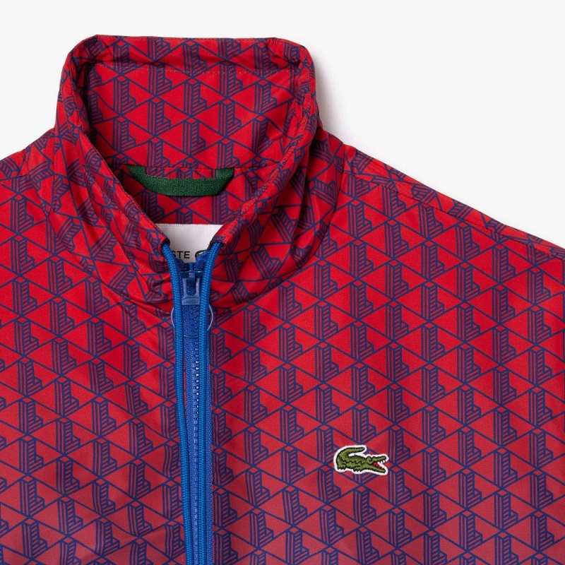 Women's Lacoste Monogram Print Ombré Track Jackets Red Blue Navy Blue | TAN083491