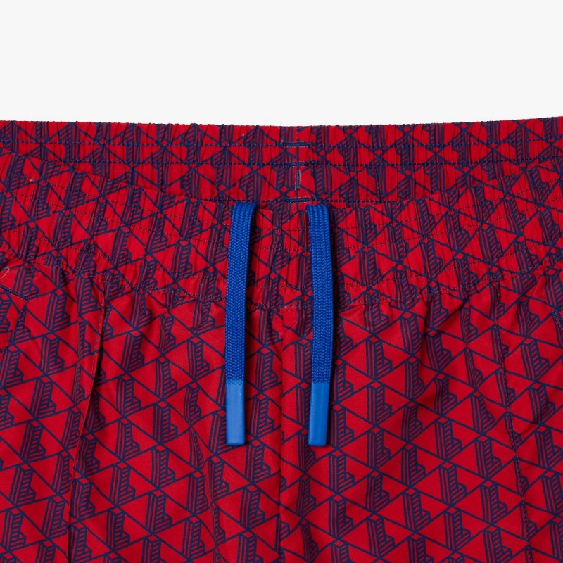 Women's Lacoste Monogram Print Ombre Sweatpants Red Blue Navy Blue | AML534620