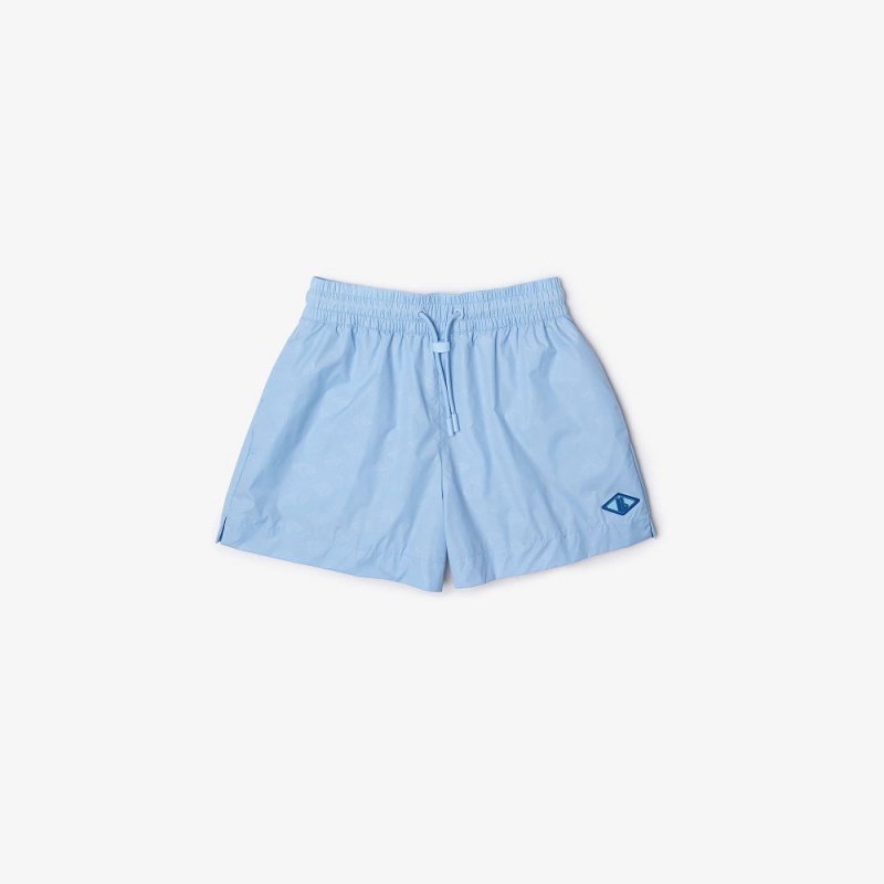 Women's Lacoste Monogram Print Shorts Pastel blue | BGY051934