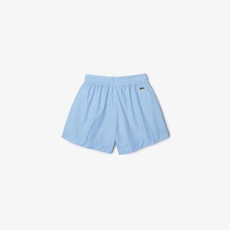 Women's Lacoste Monogram Print Shorts Pastel blue | BGY051934