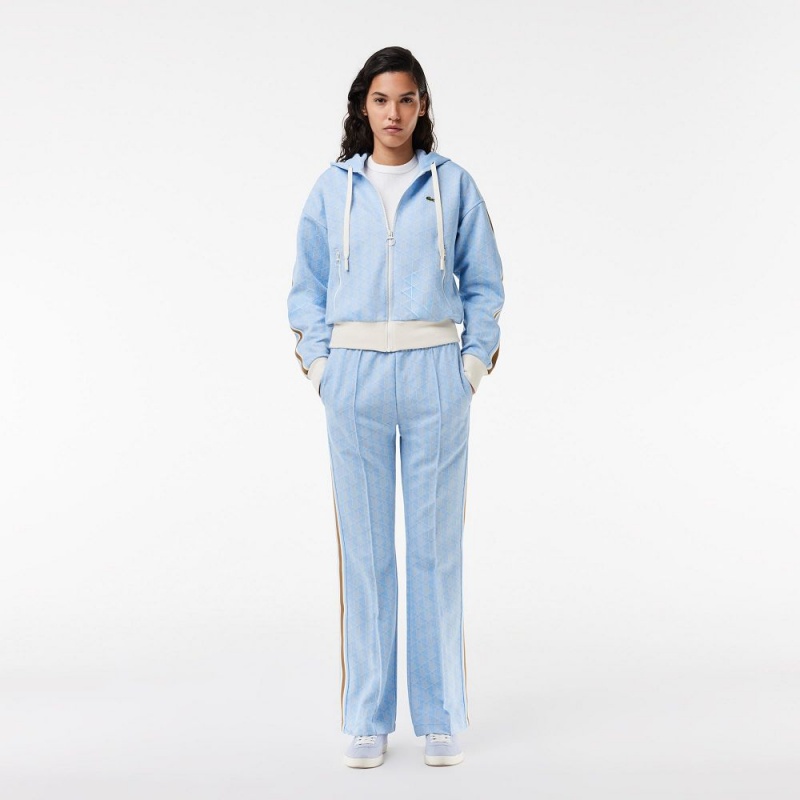 Women's Lacoste Monogram Print Sweatpants Light Blue White | CIZ579803