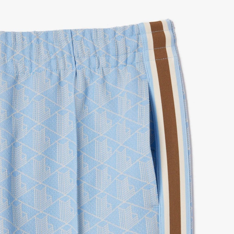 Women's Lacoste Monogram Print Sweatpants Light Blue White | CIZ579803