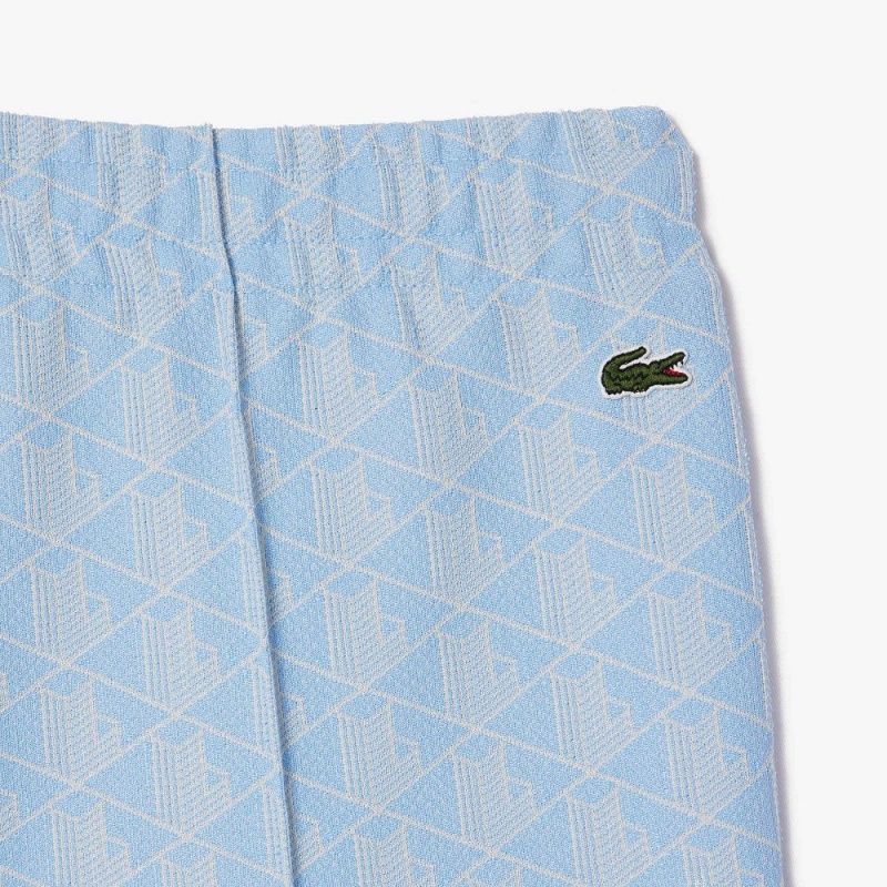 Women's Lacoste Monogram Print Sweatpants Light Blue White | CIZ579803