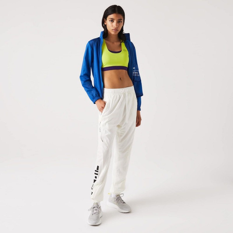 Women's Lacoste Nautical Print Joggers White | SZC890653