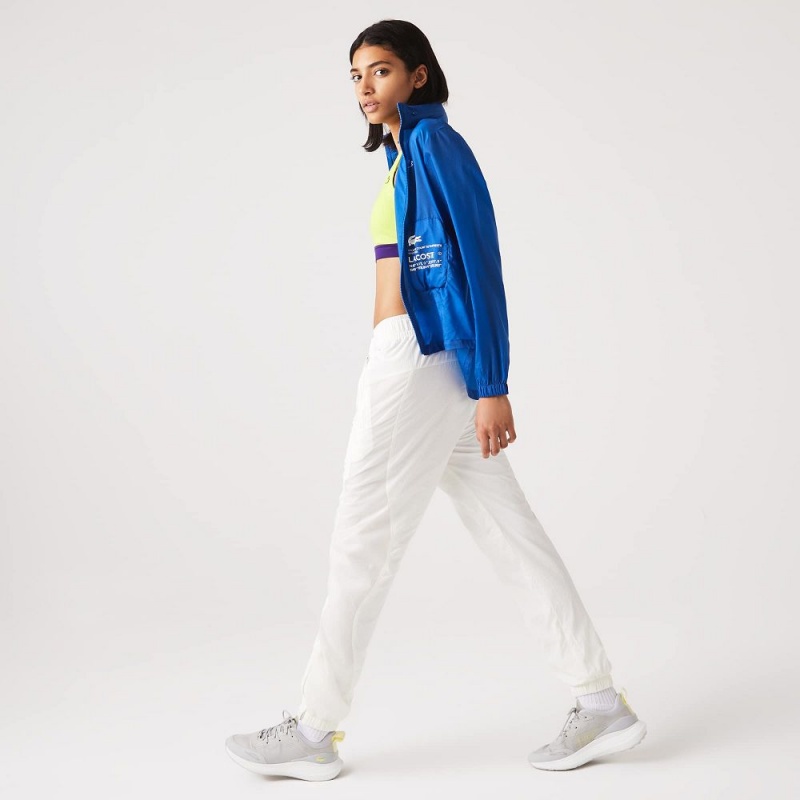 Women's Lacoste Nautical Print Joggers White | SZC890653