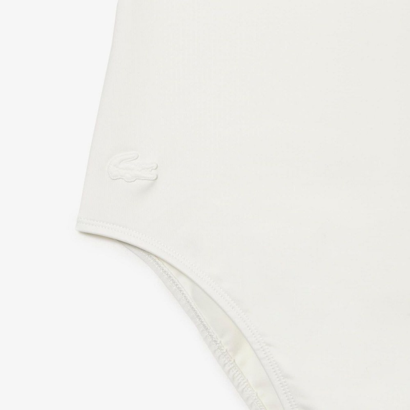 Women's Lacoste Net Print Swimsuit White | LZY950631