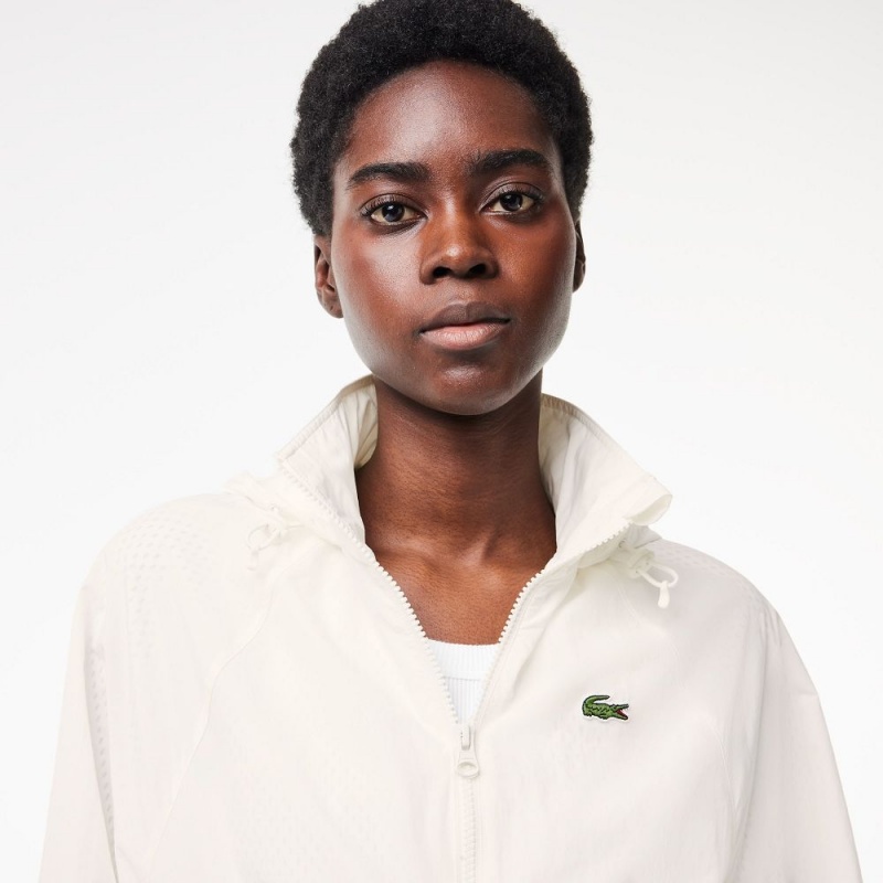 Women's Lacoste Nylon Track Jackets White | FSX346705