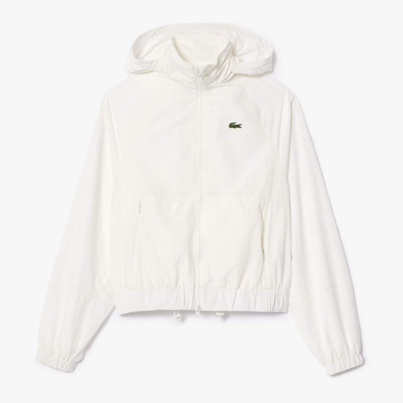 Women's Lacoste Nylon Track Jackets White | FSX346705