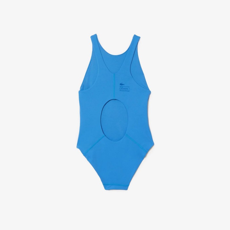 Women's Lacoste One-Piece Recycled Polyamide Swimsuit Ethereal blue | QMO784915