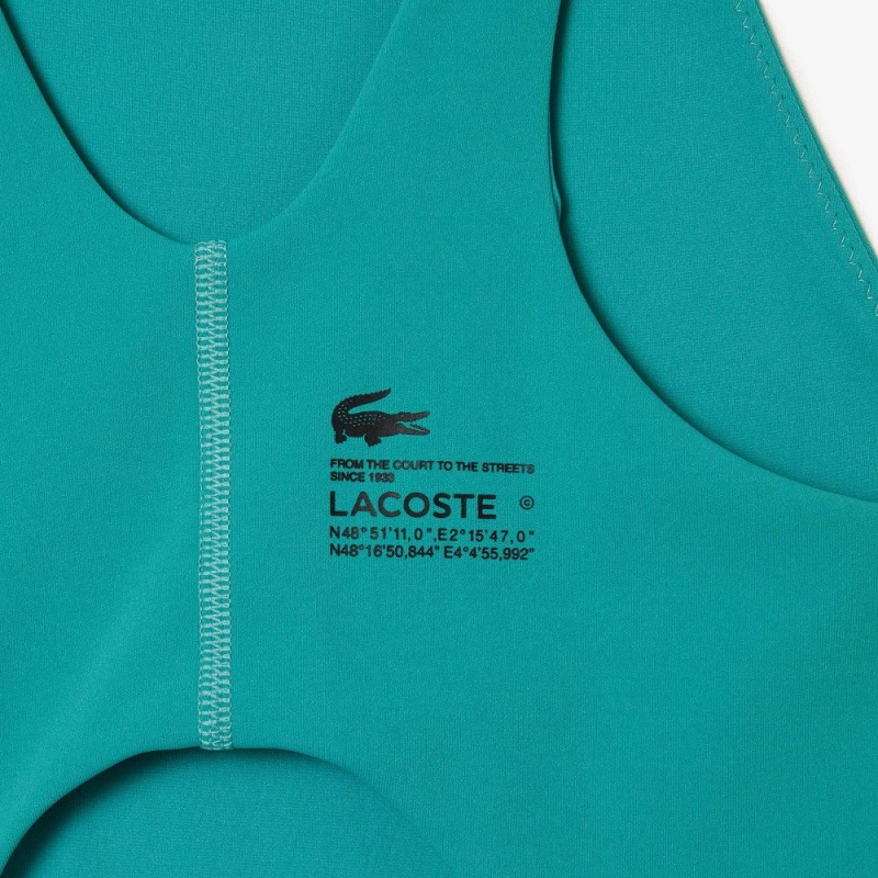 Women's Lacoste One-Piece Recycled Polyamide Swimsuit Blue | BUM275830