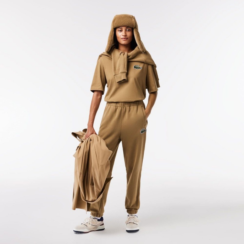 Women's Lacoste Organic Cotton Fleece Sweatpants Brown | PRK720836