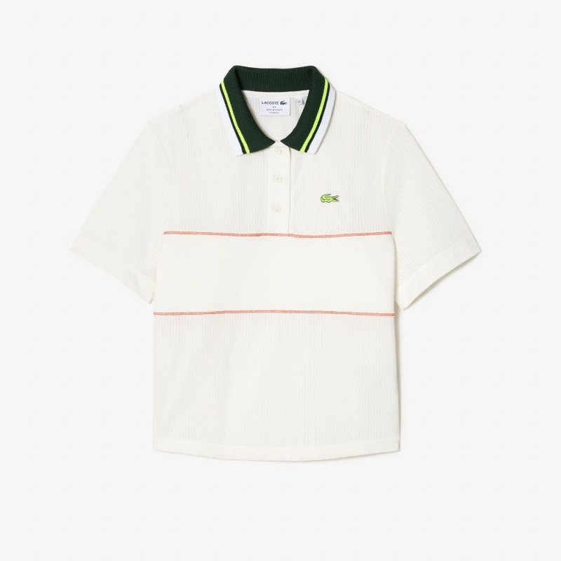 Women's Lacoste Organic Cotton French Made Loose Cut Polo Shirts White | JTZ518079