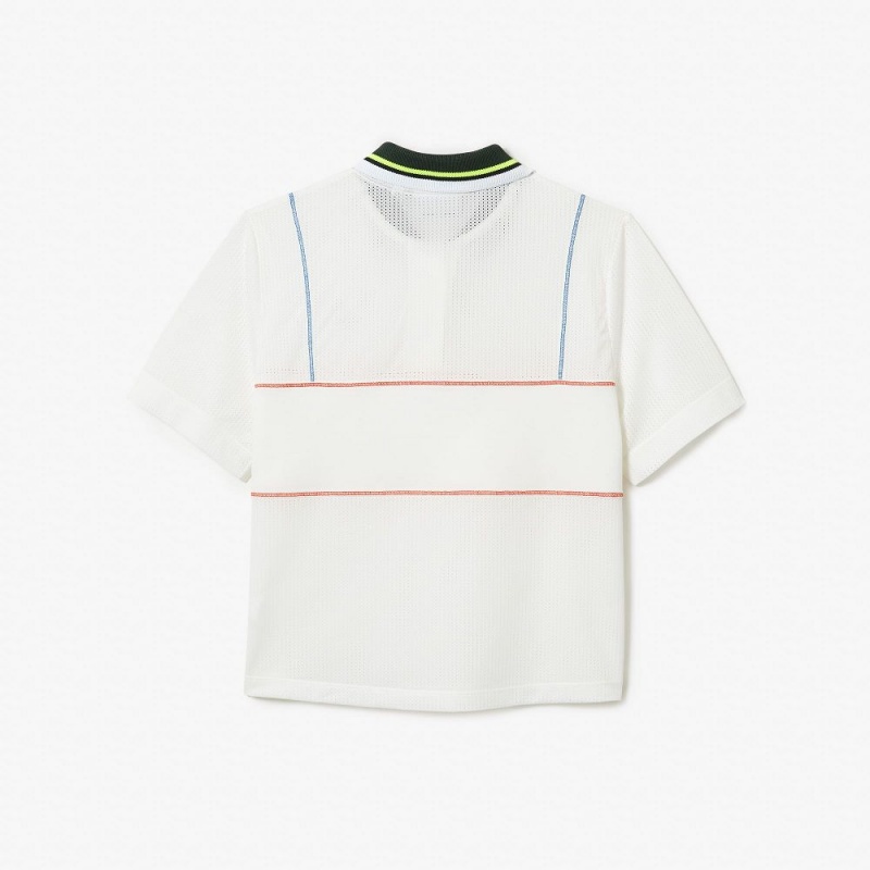 Women's Lacoste Organic Cotton French Made Loose Cut Polo Shirts White | JTZ518079