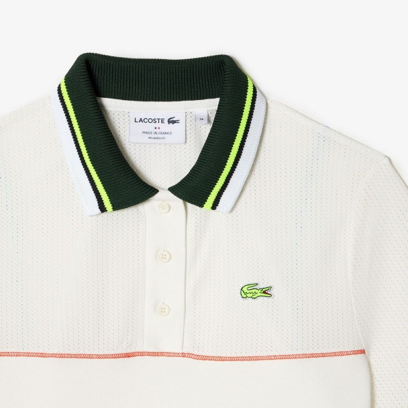 Women's Lacoste Organic Cotton French Made Loose Cut Polo Shirts White | JTZ518079